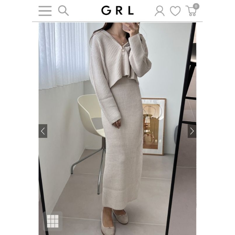 GRL KNIT SKIRT CREAM