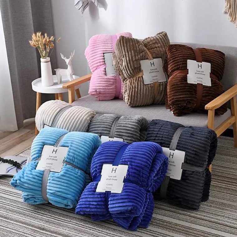 Terbagus Selimut Dewasa Bulu Tebal 18x2 Motif Polos Embos Terlaris Termurah Asriyasashii Berkualitas