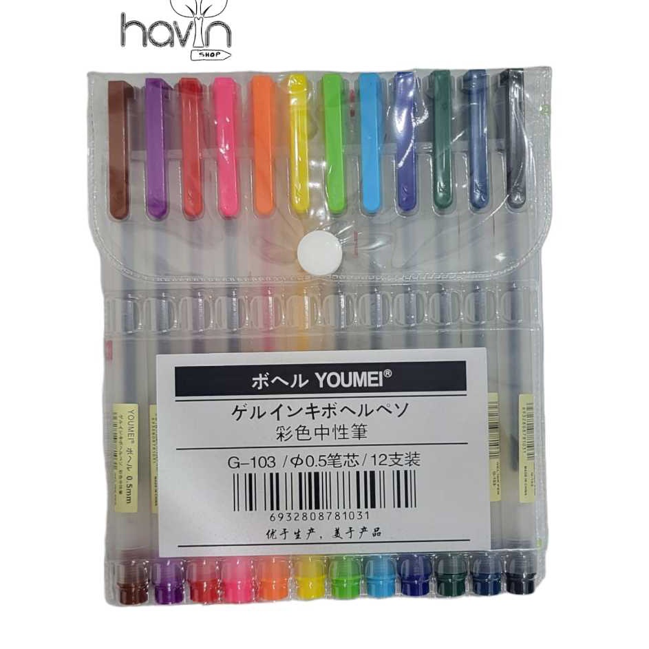 

12pc pen gel warna warni YOUMEIgel pen warna warni