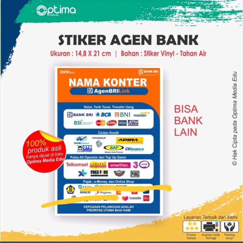 

Stiker Agen Bank untuk usaha anda