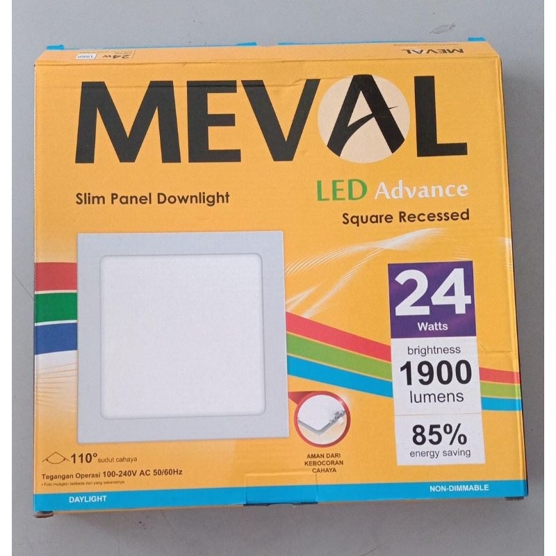 Lampu LED Panel Square 30x30 Meval 24W 24 Watt 24Watt Putih Slim Panel Downlight Kotak MEVAL ADVANCE