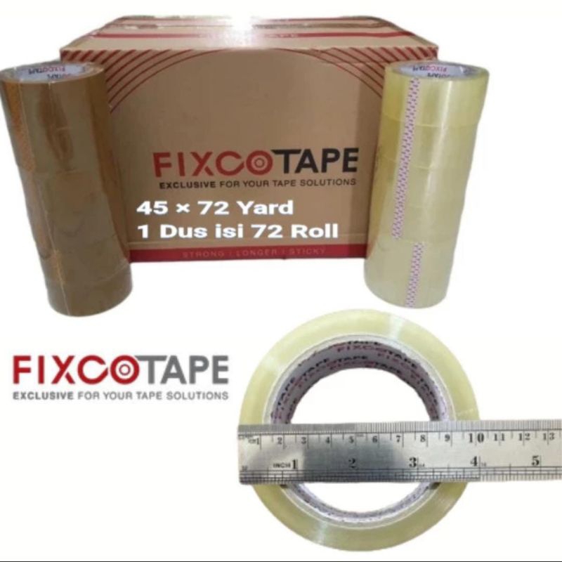 

Lakban Coklat & Bening Fixcotape 45 × 72 Yard Murni ( 1 Dus isi 72 Pcs )