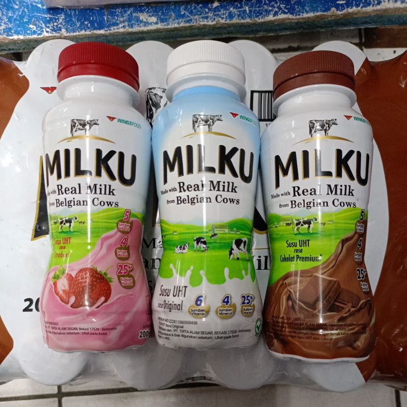 

MILKU UHT STROBERI/PLAIN/COKLAT 200 ML