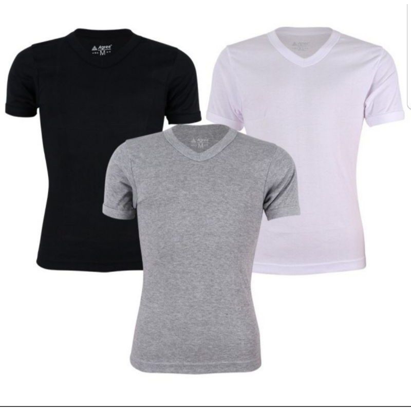 Dalaman Pria Lengan Pendek V Neck / Kaos Oblong Agree Sport V-Neck