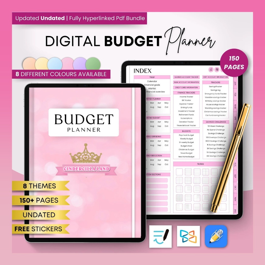 CINDERCILLA LAND  Digital Budget Planner, Finance Tracker, Finance Planner, Digital Budget, Digital 