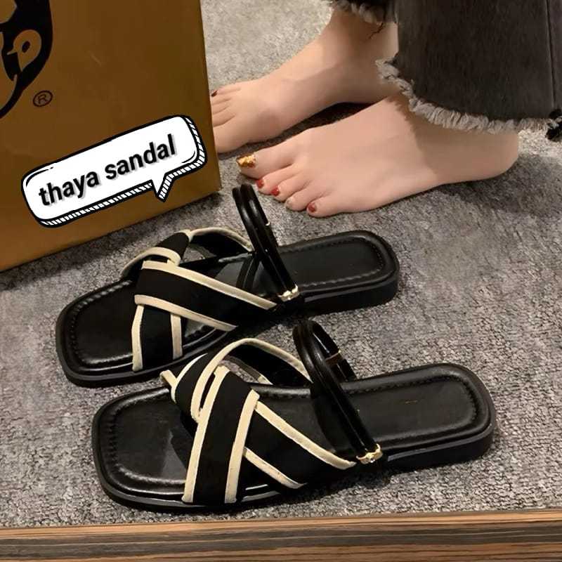 Sandal Flat Tali Silang / Sandal Teplek Wanita Kekinian/sandal teplek