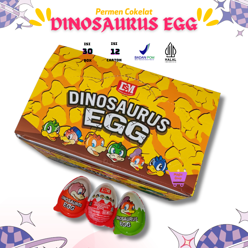 

PERMEN COKLAT COMPOUND BENTUK TELUR DINOSAURUS EGG ISI 30 X 6 GR