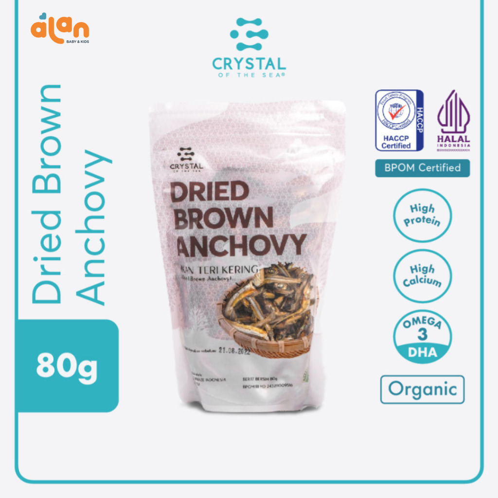 

Alan Baby Kids - Crystal of the Sea | Dried Brown Anchovy (80GR) / Ikan Billis / Ikan Teri Jengki Kering - Lauk MPASI NON Pengawe
