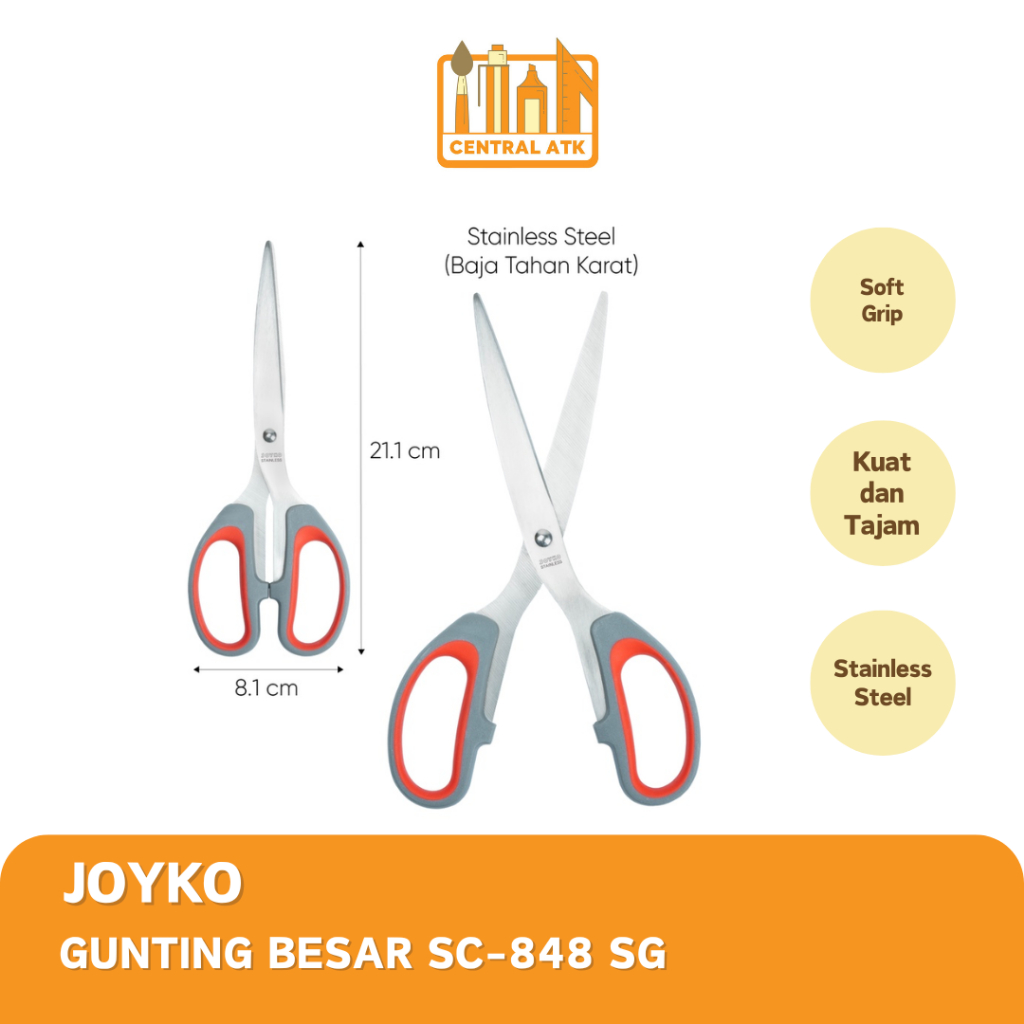 

SCISSORS / GUNTING BESAR JOYKO SC-848 SOFT GRIP (1PCS)
