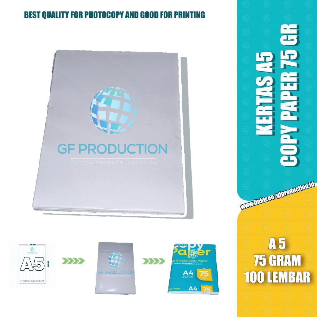 

Kertas HVS A5 75gr 100 Lembar / Copy Paper A5 75gsm 100 Lembar / Kertas A5 (21 x 14,8 cm)