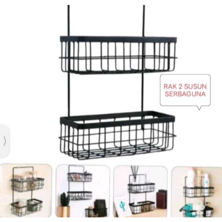 Rak Serbaguna Rak Dapu/Rak  Kamar Mandi 2 Susun Rak Bumbu Dapur 2 Tingkat Serbaguna warna hita dan p