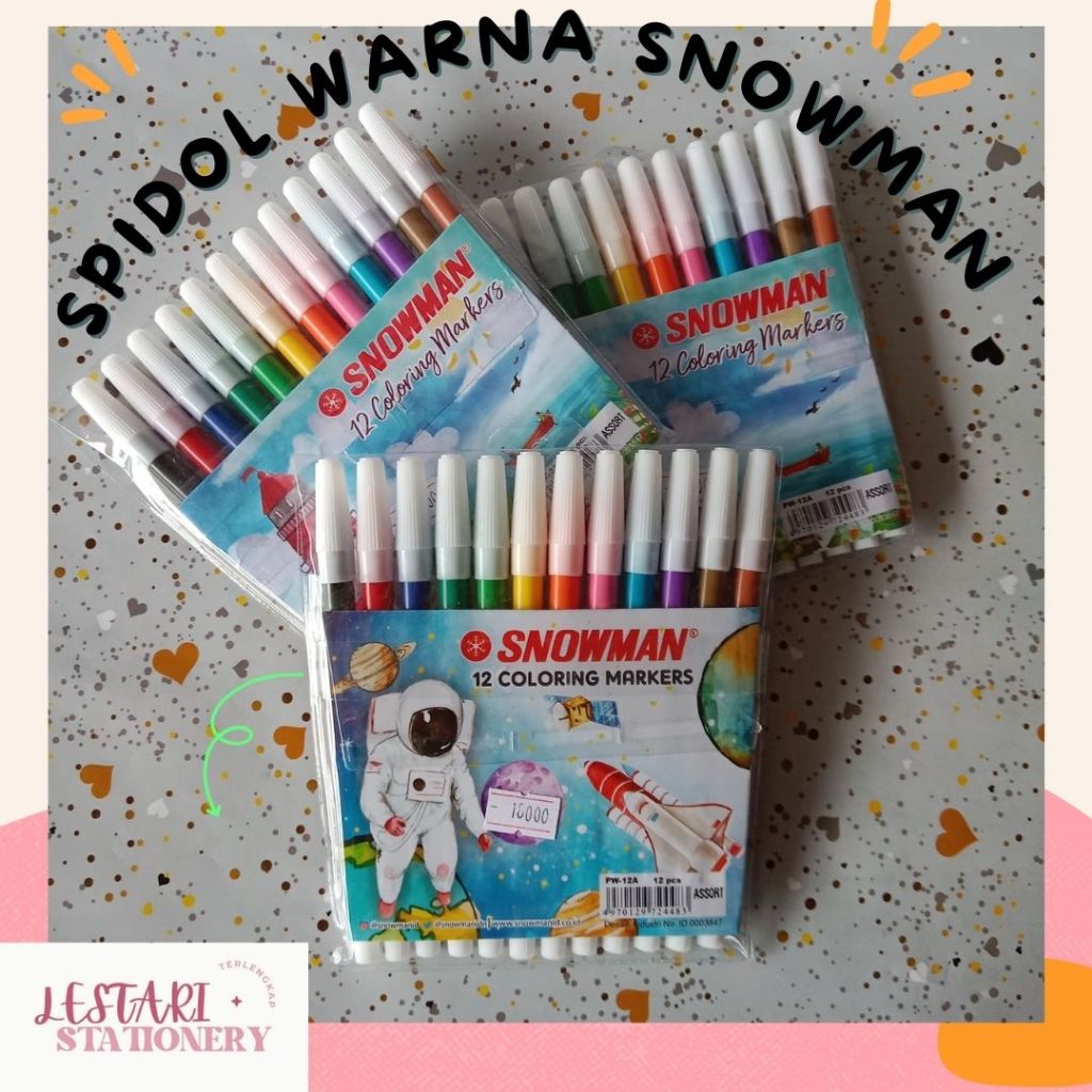 

Snowman Spidol Warna | Cat Spidol 12 Warna| Lestari Stationery