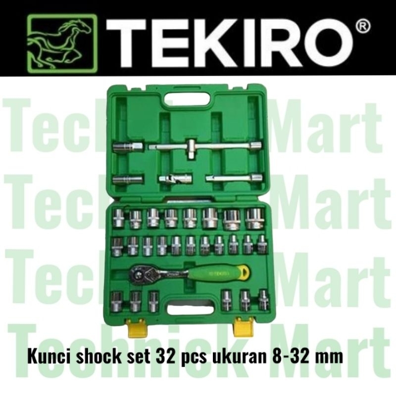 kunci sok set TEKIRO kunci shock set 32 pcs ukuran 8 - 32 mm 1/2" Dr 6pt