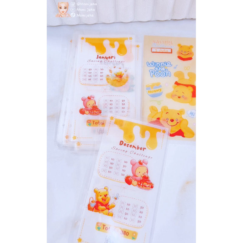 

(bisa custom ) saving challenge cash enveolpe pooh tantangan menabung setahun 12 amplop free cover