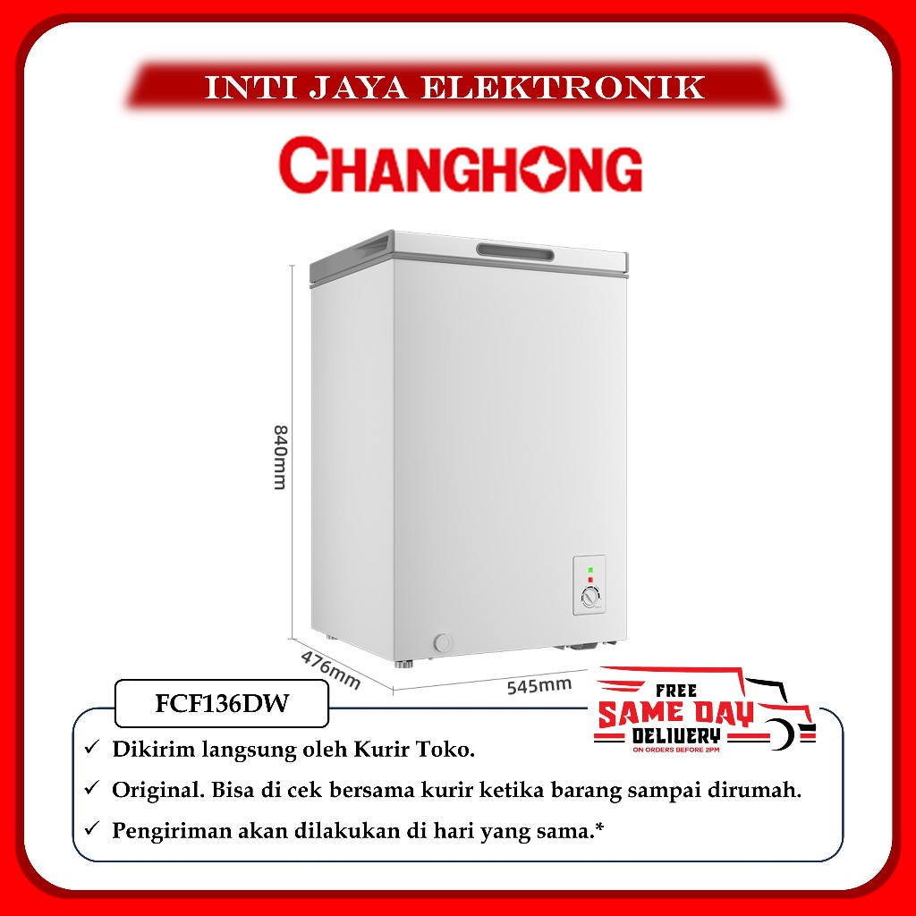 FREEZER BOX CHANGHONG 110 LITER CHANGHONG FCF136DW CHANGHONG FCF-136-DW FCF 136 DW FCF136 136DW