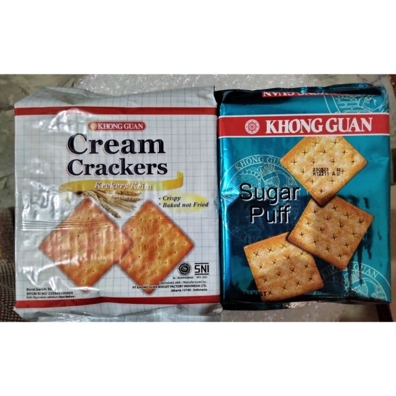 

Khong Guan Cream Crackers / Khong Guan Sugar Puff / Biskuit Khong Guan Malkist / Biskuit Asin / Biscuit Manis / Roti Kebeng / Roti Asin / Roti Manis