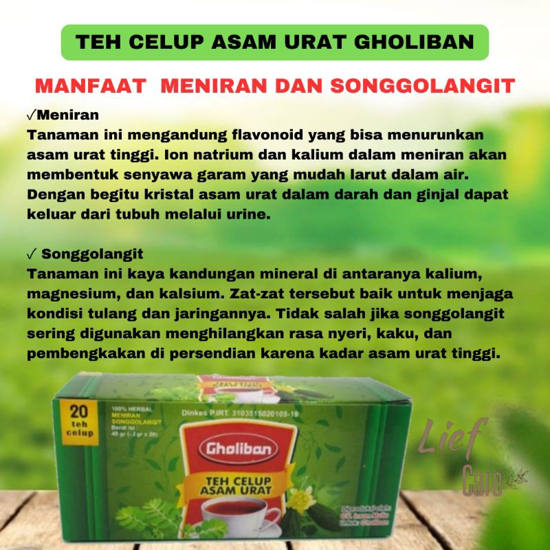 

TEH CELUP ASAM URAT GHOLIBAN MENURUNKAN PURIN ASAM URAT TINGGI MENGATASI NYERI KAKU PEMBENGKAKAN PADA PERSENDIAN KARENA KADAR ASAM URAT TINGGI