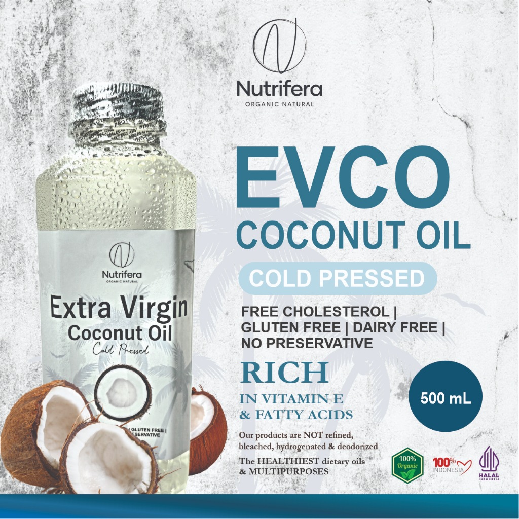 

NUTRIFERA EVCO Extra Virgin Coconut Oil 500ml Cold Pressed/Minyak Kelapa Murni 500ml