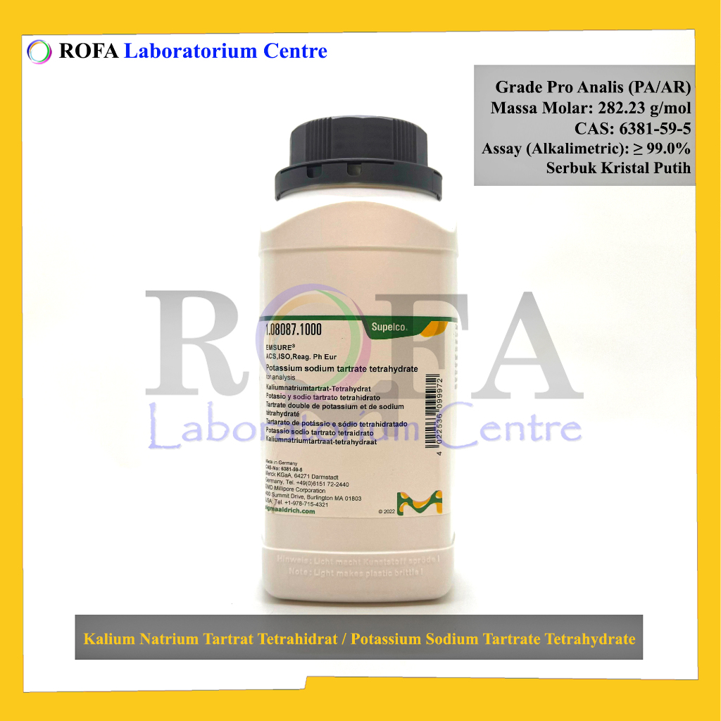Kalium Natrium Tartrat Tetrahidrat / Potassium Sodium Tartrate Tetrahydrate / C4H4KNaO64H2O Pro