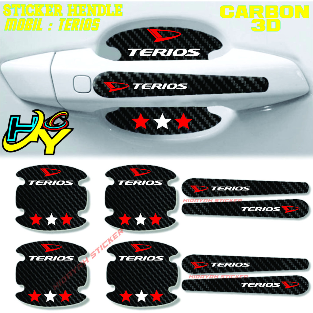 3D STICKER CARBON HANDLE MOBIL DAIHATSU TERIOS STICKER PELINDUNG GAGANG PINTU MOBIL