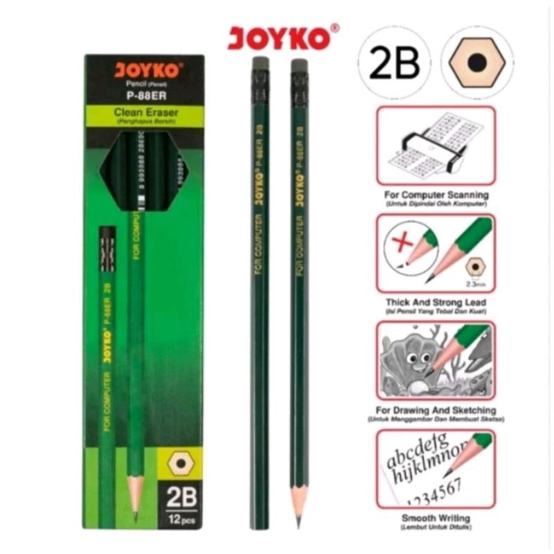 

(1 PCS) Pensil 2B Joyko / Pensil 2B / Pensil 2B P-88ER