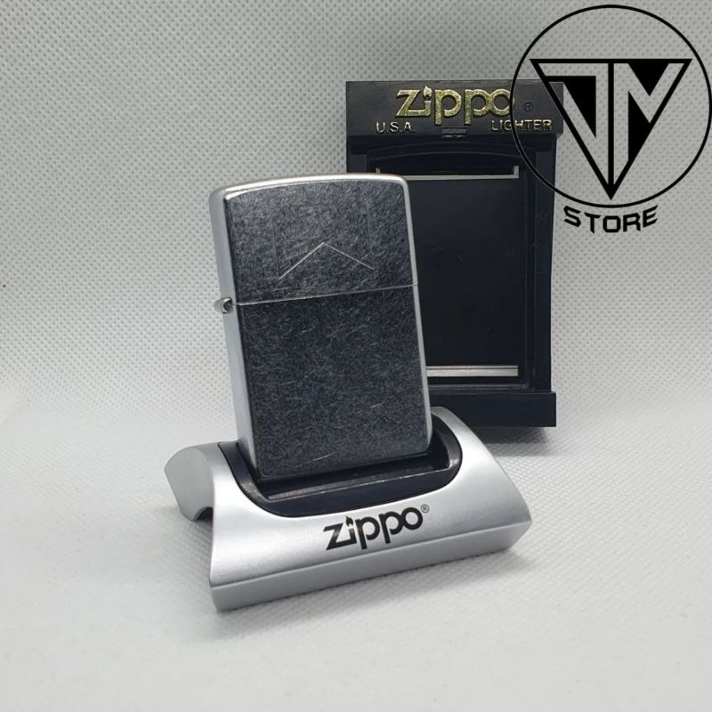 Zippo MB Roof Double Sided Street Chrome 2000 USA