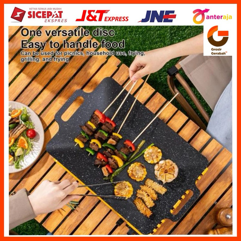 frypan panggangan hitam segi datar 43x27 bbs teflon