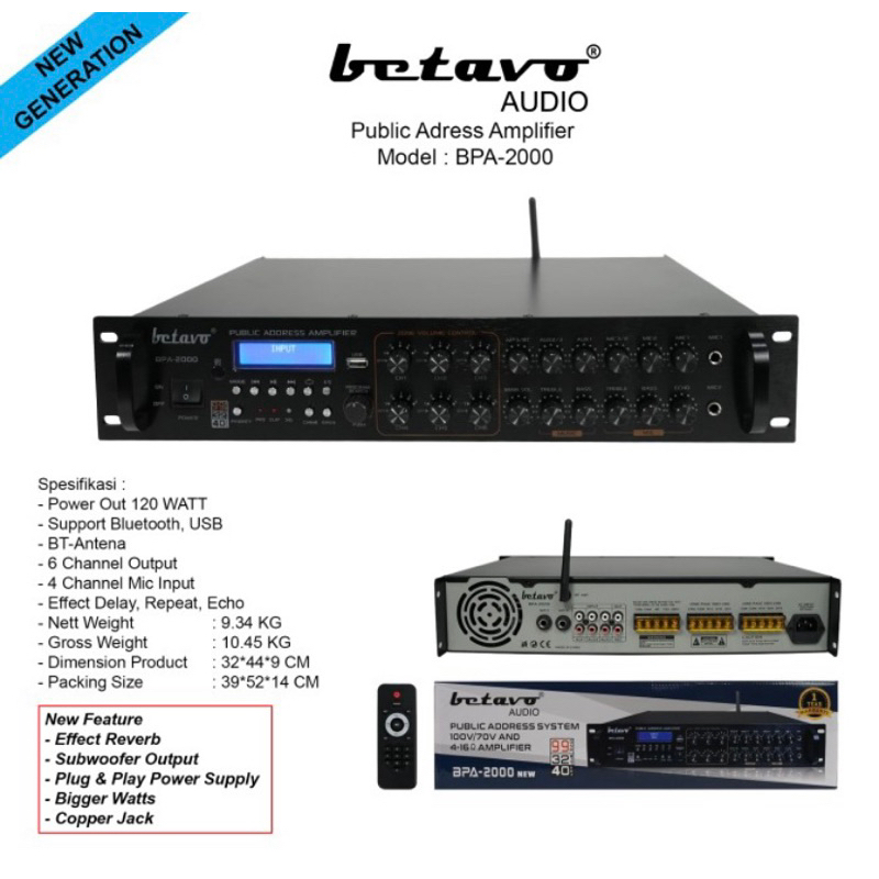 Betavo Public Address Amplifier BPA 2000 Original
