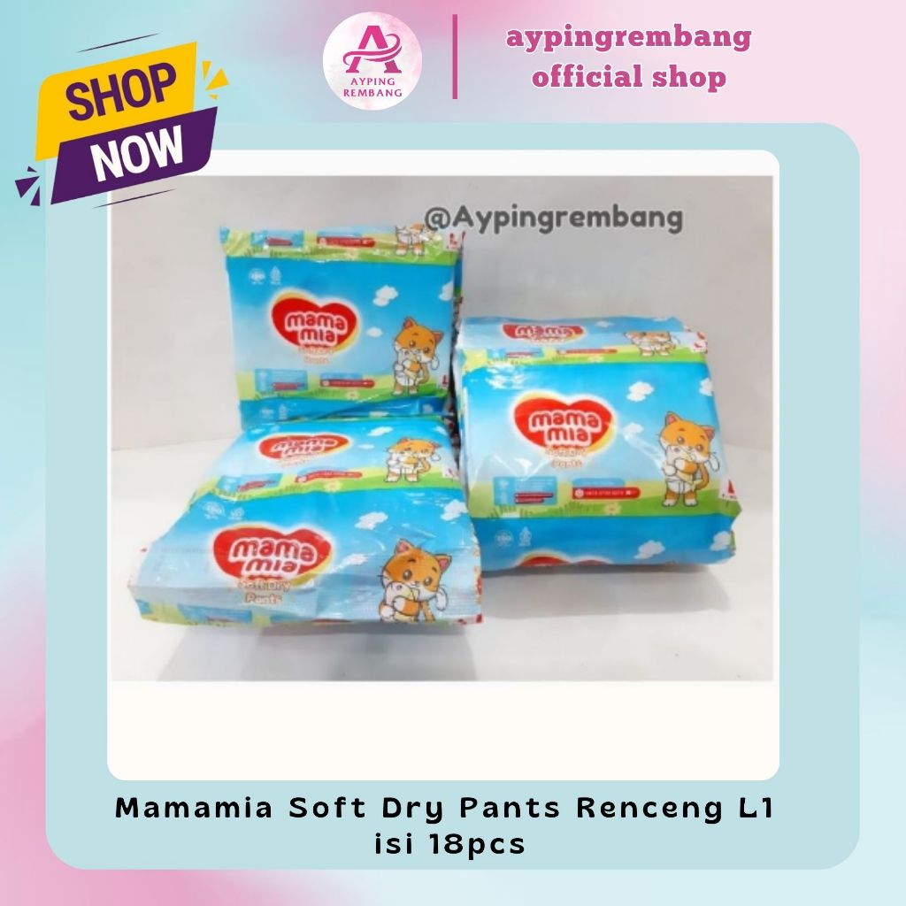 

Mamamia Soft Dry Pants Renceng L1 isi 18pcs (1.692 per pc) Lebih murah banget /Ada Voucher