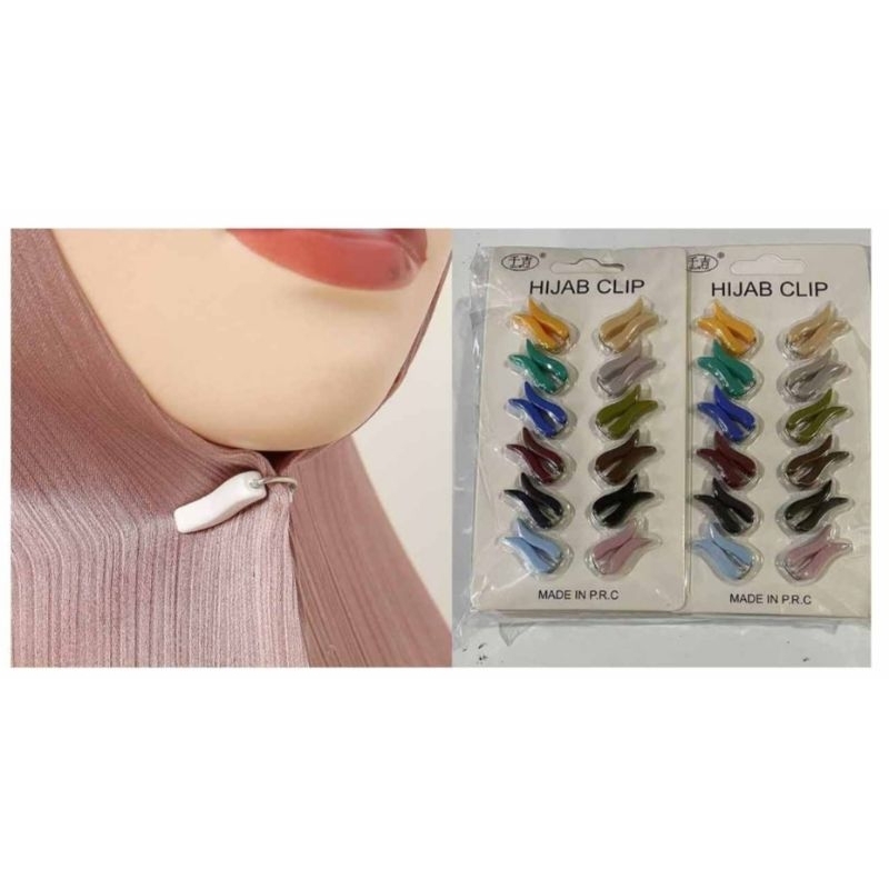 12pcs Klip Hijab Turki//Jepit dagu jilbab//Bros pin//Grosir//Lusinan
