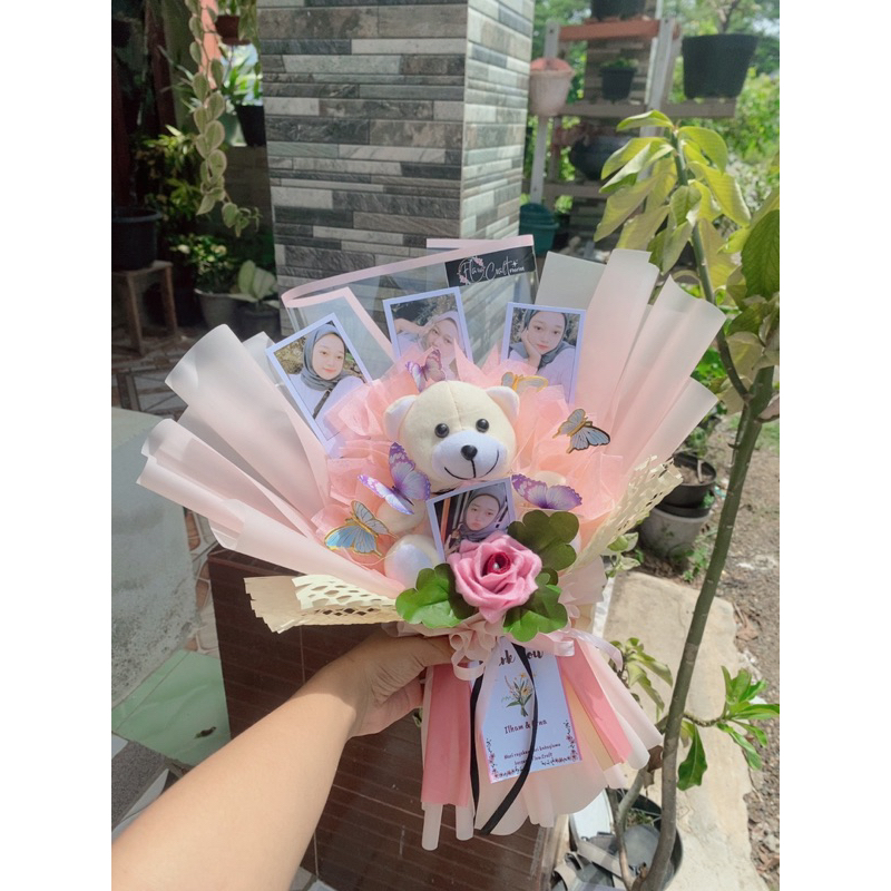 BUKET BONEKA LED + FOTO