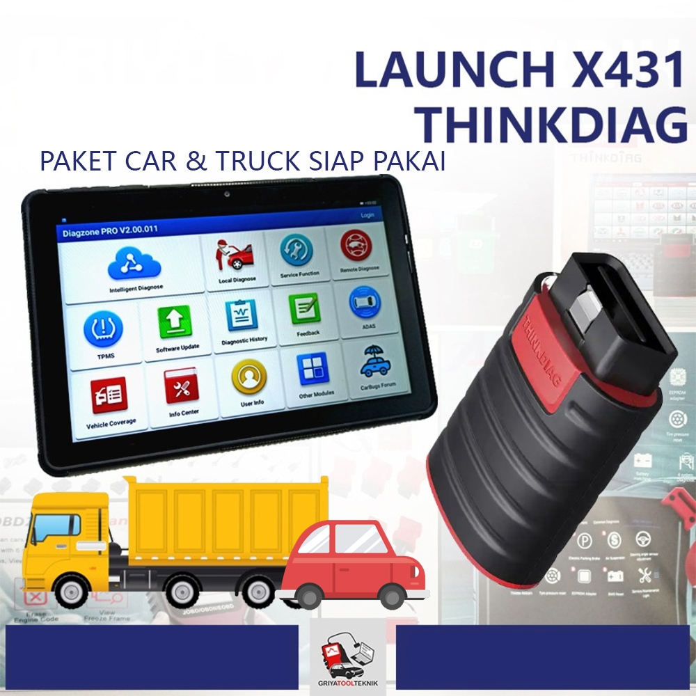 SCANNER TRUCK & ALAT BERAT Launch Thinkdiag Golo 4 paket dengan tablet