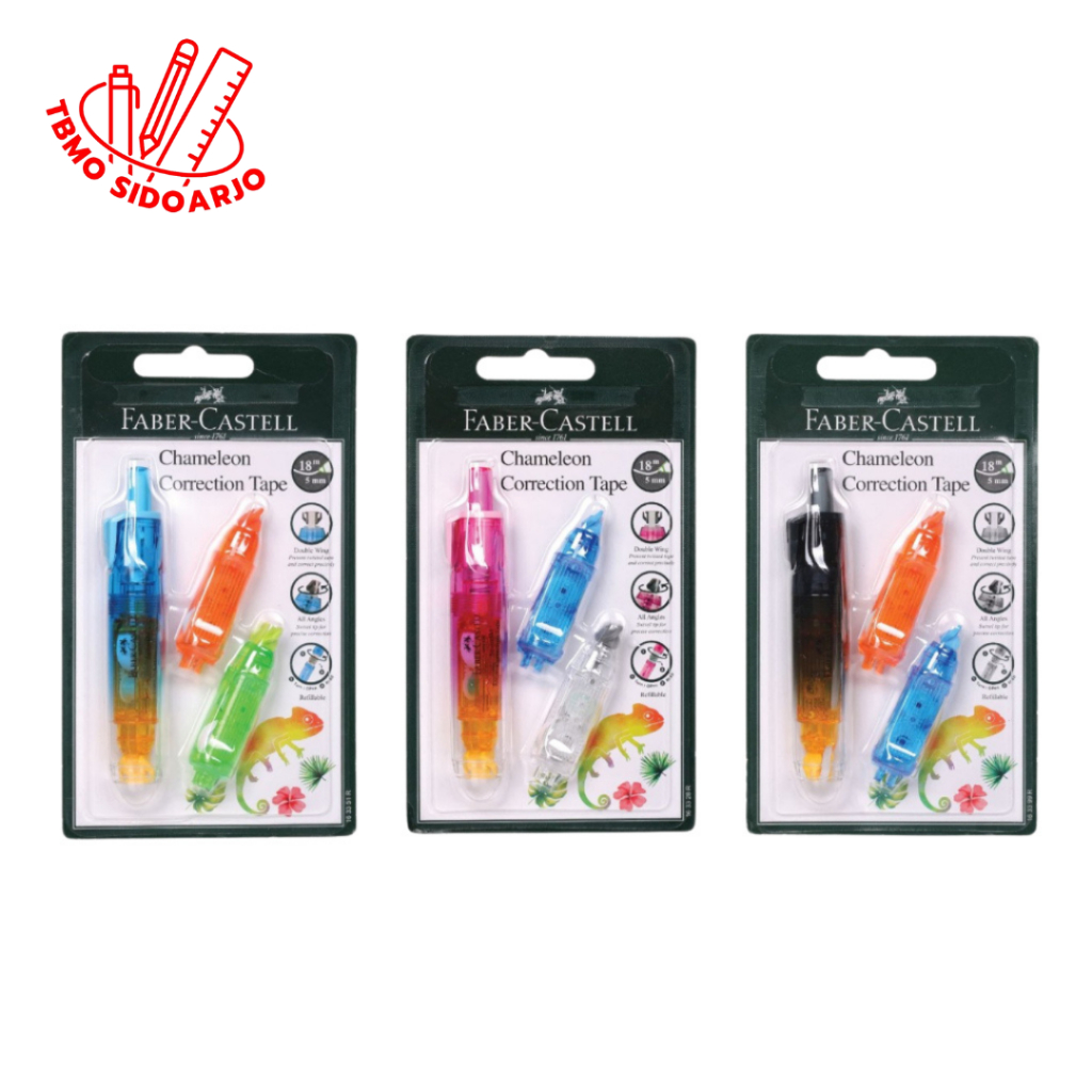 

TBMO Faber Castell Correction Tape Chameleon + 2 Refill Mix Color Bar