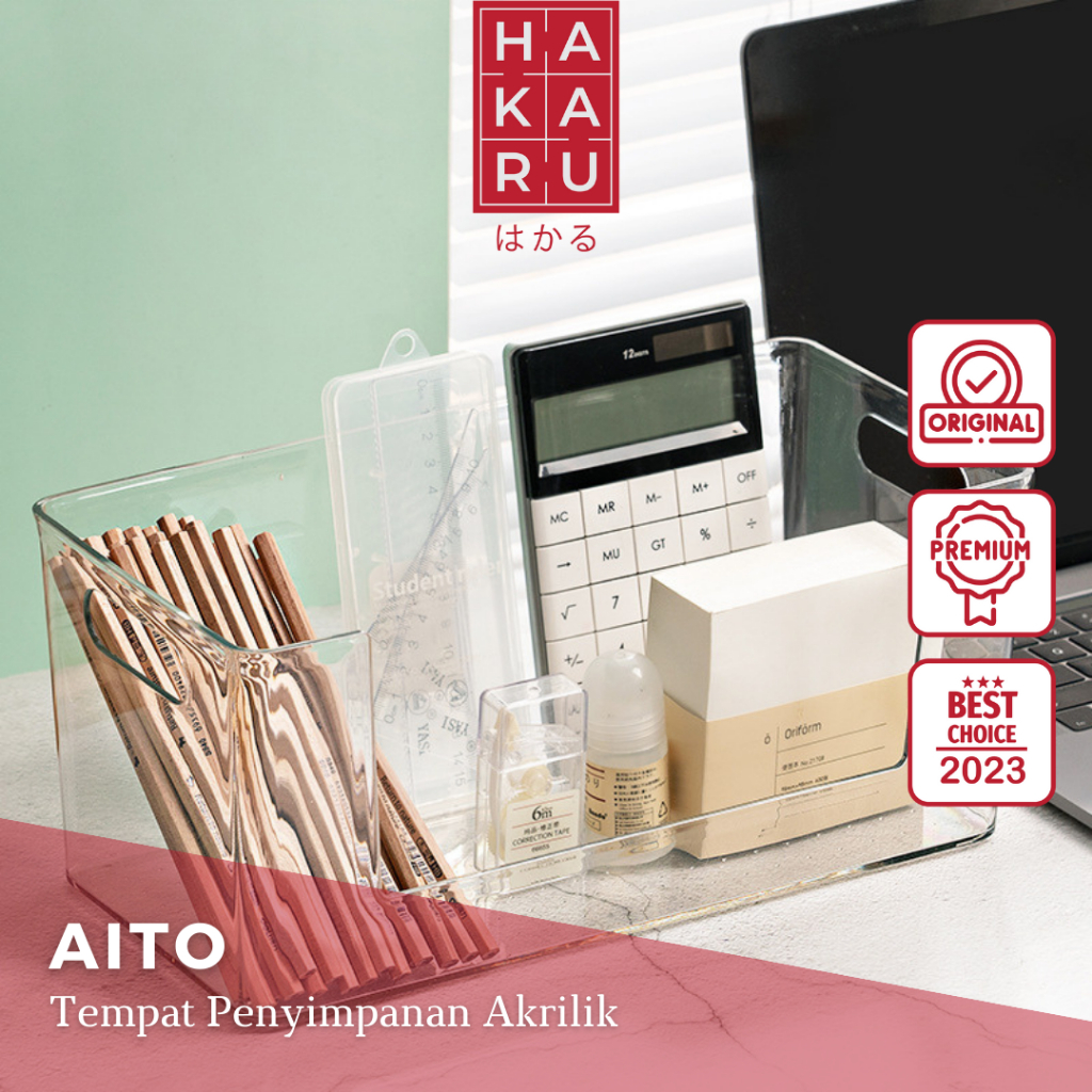 【HAKARU】AITO Penyimpanan Kosmetik Aesthetic Wadah Tray Akrilik Skincare Kotak Minimalis