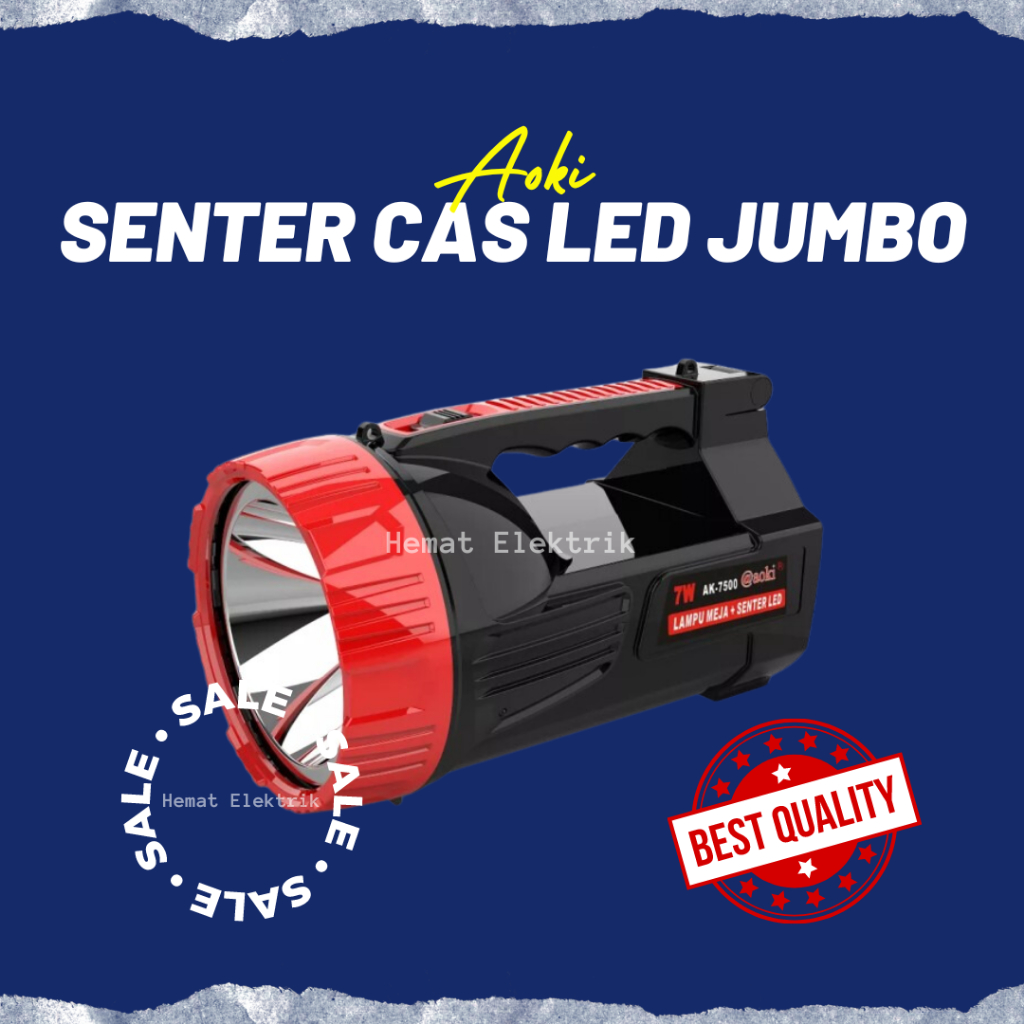 SENTER Led Jumbo Aoki Lampu Cas Charger Emergency Darurat Tahan Lama