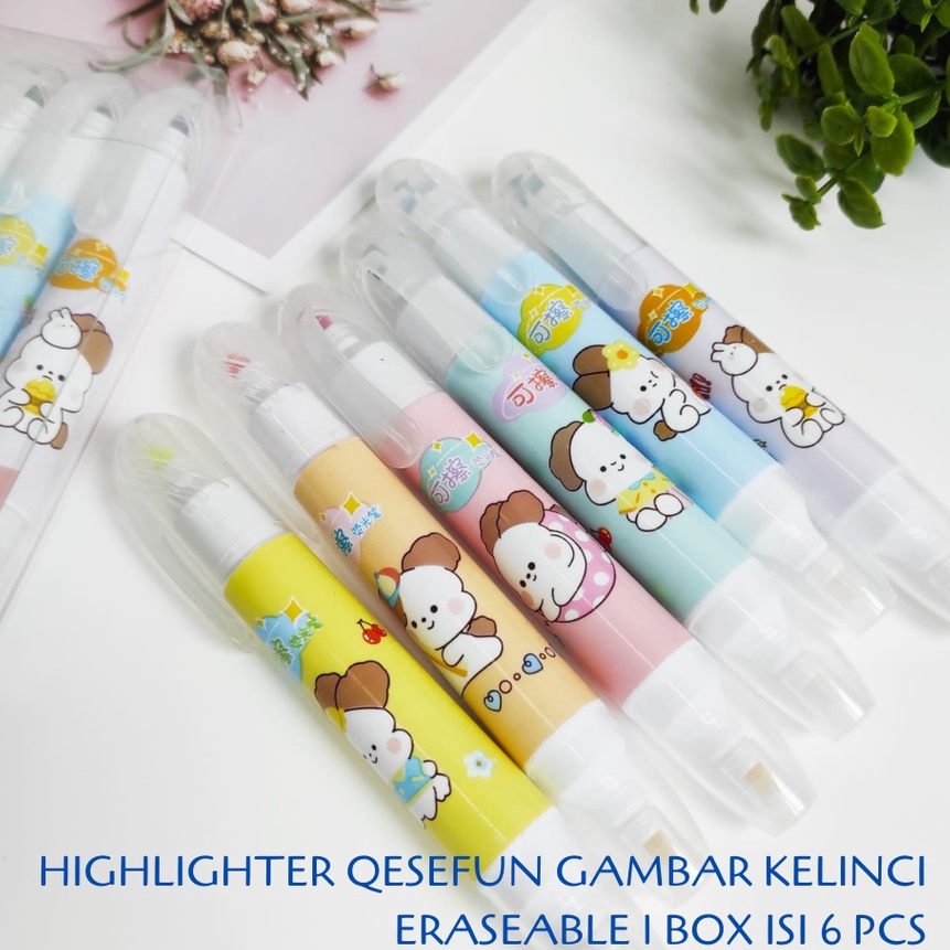 

KP8 HIGHLIGHTER QESEFUN GAMBAR KELINCI ERASEABLE 1 BOX ISI 6 PCS BISA DIHAPUS ALAT TULIS UNIK SPIDOL WARNA STABILO