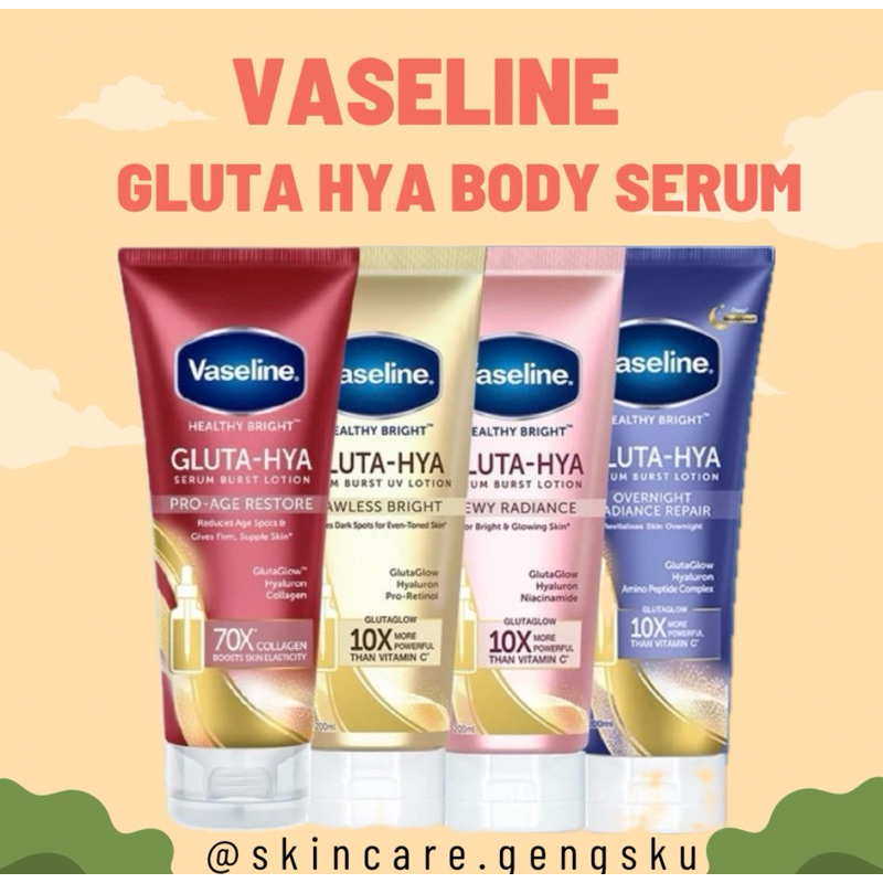 Vaseline Gluta Hya Gold Pink Dewy Merah Collagen Radiance Flawless Bright Biru Overnight Viral Thail