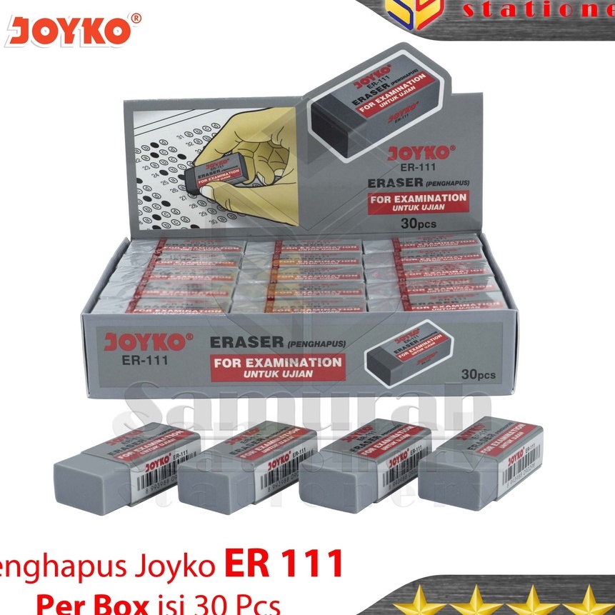 

KI3 Penghapus Pensil Joyko ER 111 Abu Untuk Ujian 1 Box isi 3 pcs Stip Eraser ER111 For Exam Hapusan ER111