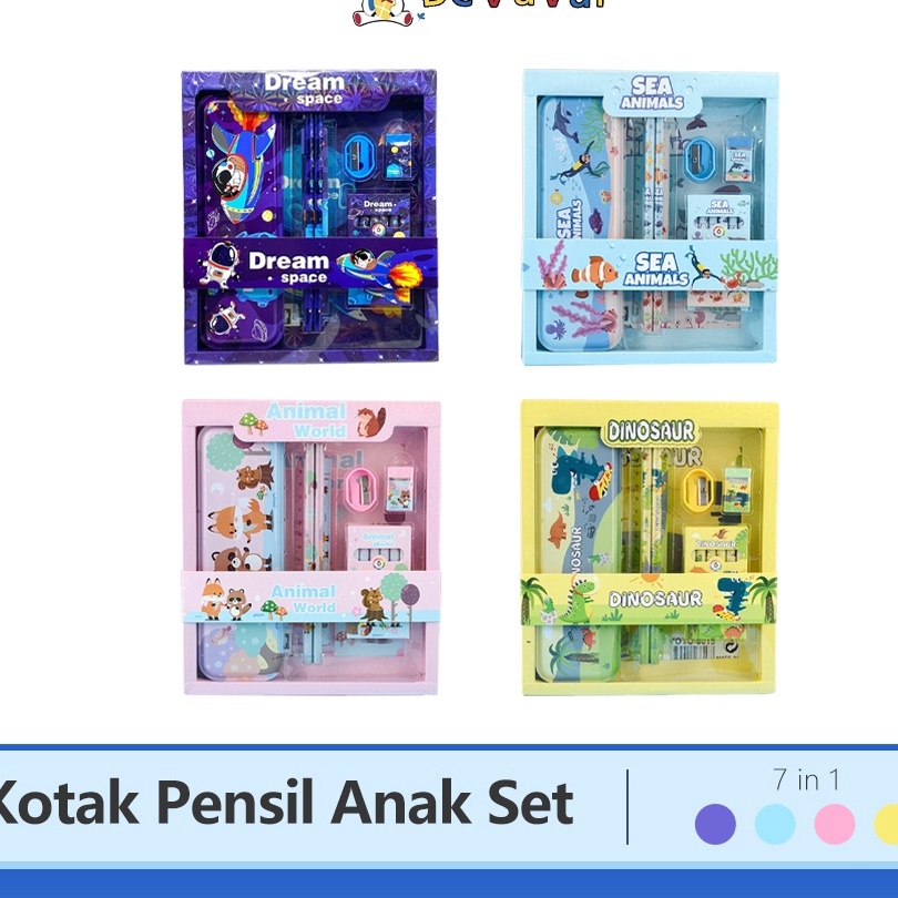 

HJ6 BEVAVAR Kotak Pensil Anak Sd Kartun Stationery Set Lengkap Alat Tulis Set