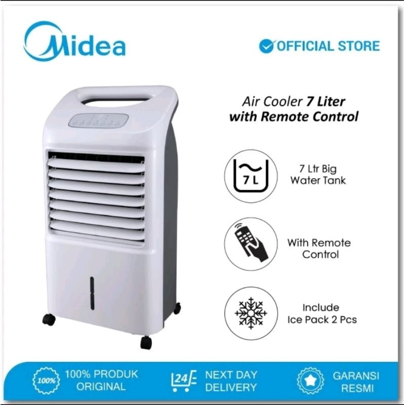 Midea Air Cooler 7.0 Liter AC120-U - Humidifier - Remote Control - Timer 7 jam