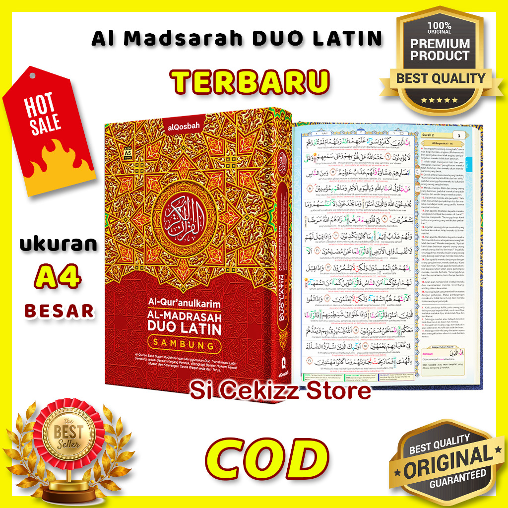 Al Quran - Al Madrasah Duo Latin Sambung - A4 BESAR - ORIGINAL alQosbah