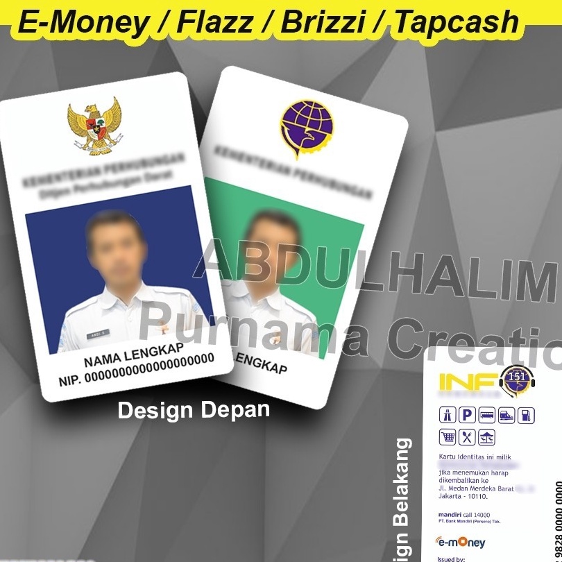 

HJ6 Cetak ID Card Pegawai Free Desain nametag IDCARD bisa etoll emoney
