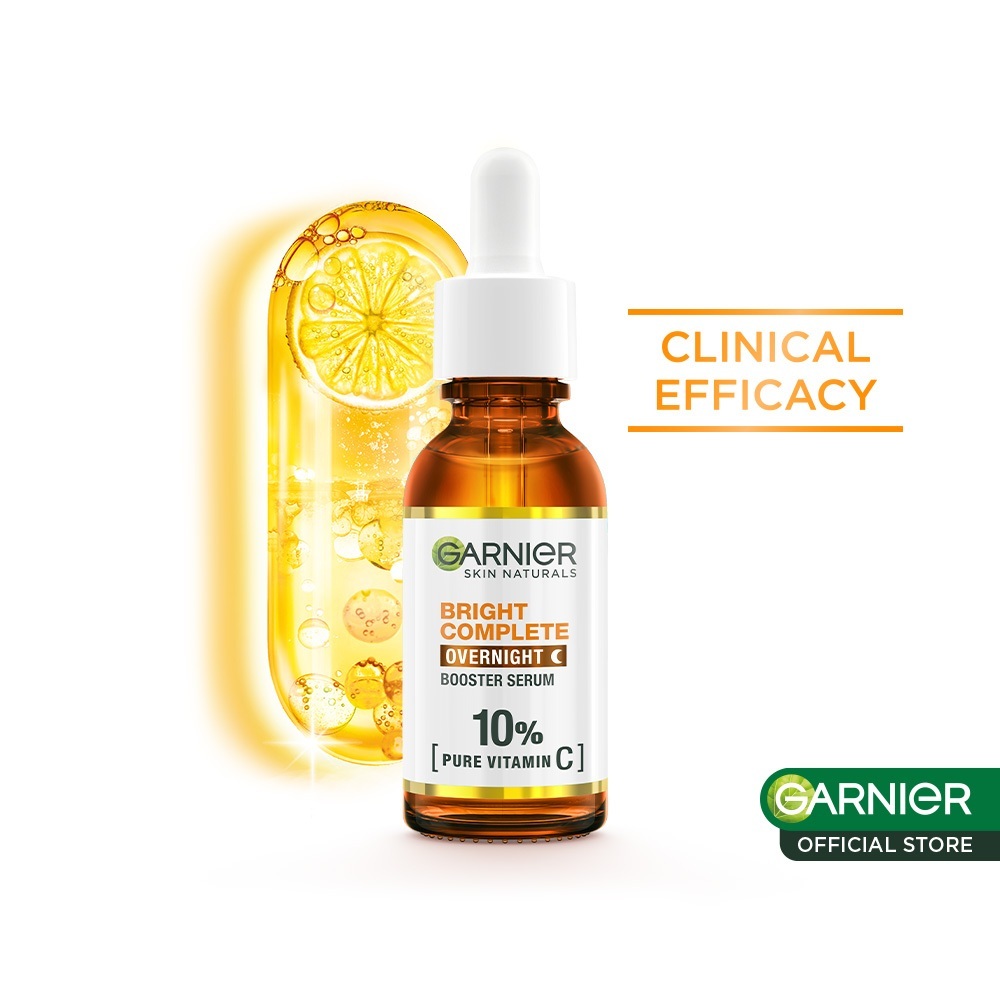 Garnier Bright Complete Overnight Vitamin C Serum 15 ml - Serum Malam Vitamin C Mencerahkan