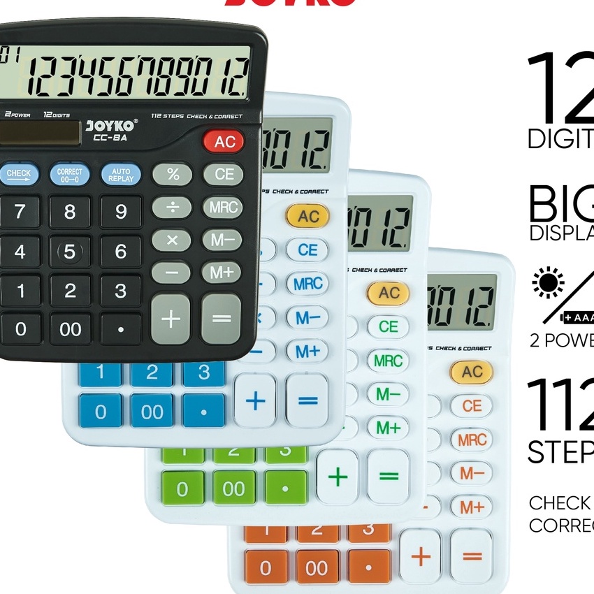 

KP8 Calculator Kalkulator Joyko CC8 12 Digits Check Correct