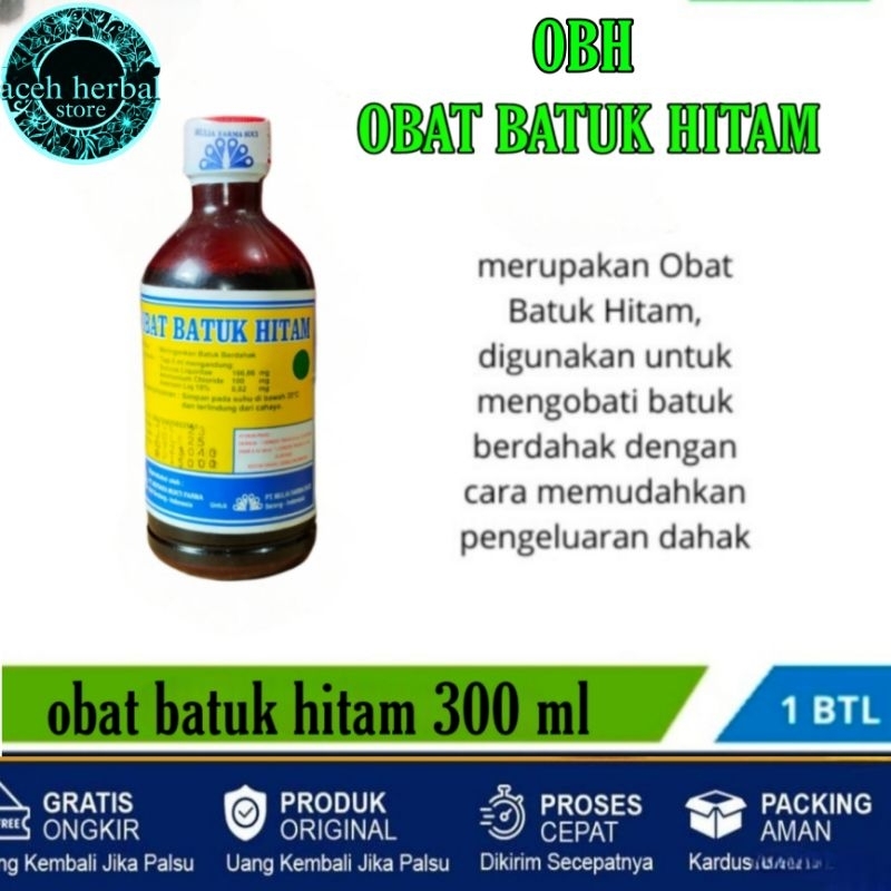 BPOM-OBH MERAK-Obat Batuk Hitam Cap Burung Merak Mengatasi Batuk flu Dan Berdahak 300 ml
