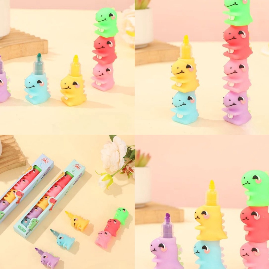 

FG2 SET HIGHLIGHTER 6 WARNA DINO DINOSAURUS KARAKTER ATK KANTOR SEKOLAH STABILO ANAK STIPPPA