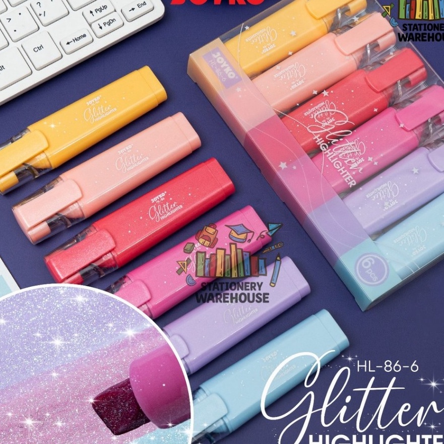 

Cashback Highlighter Penanda Berwarna Joyko HL866 Glitter Color 1 Set 6 Pcs