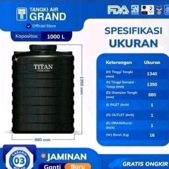 Tandon air Titan 1000liter