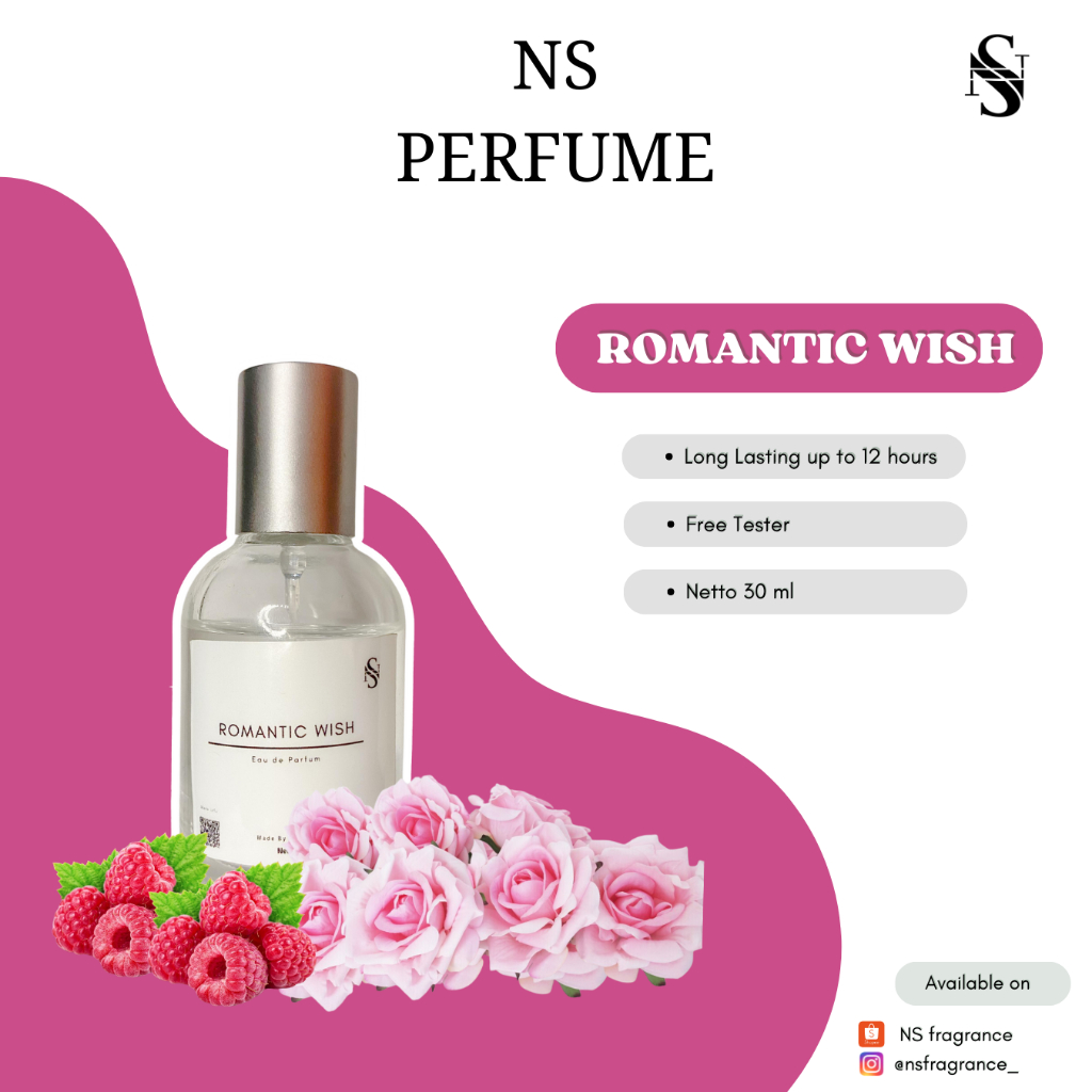 NS Perfume - [BARU] Parfum 30ml Romantic Wish Wangi Bunga Feminim Soft Segar Tahan Lama Seharian(Fre
