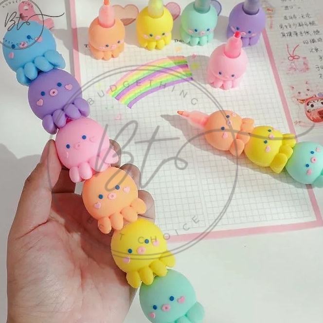 

Terlaris B111 Highlighter 3D Octopus Tumpuk 1 Set Stabilo Spidol Pastel Marker Textlighter Textliner Gurita ubur ubur